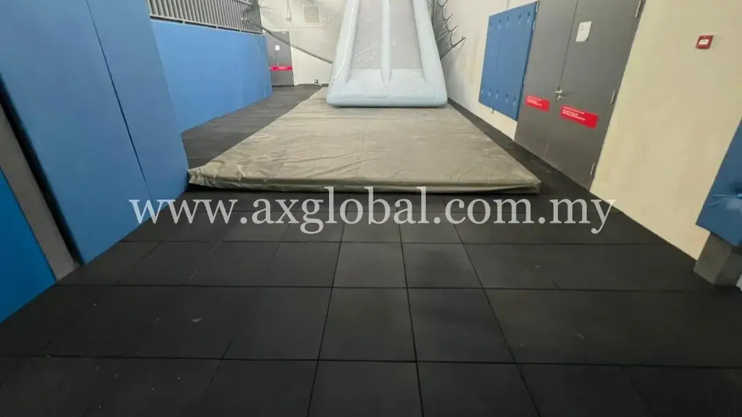 Black gym floor tiles installed at MABA Sepang