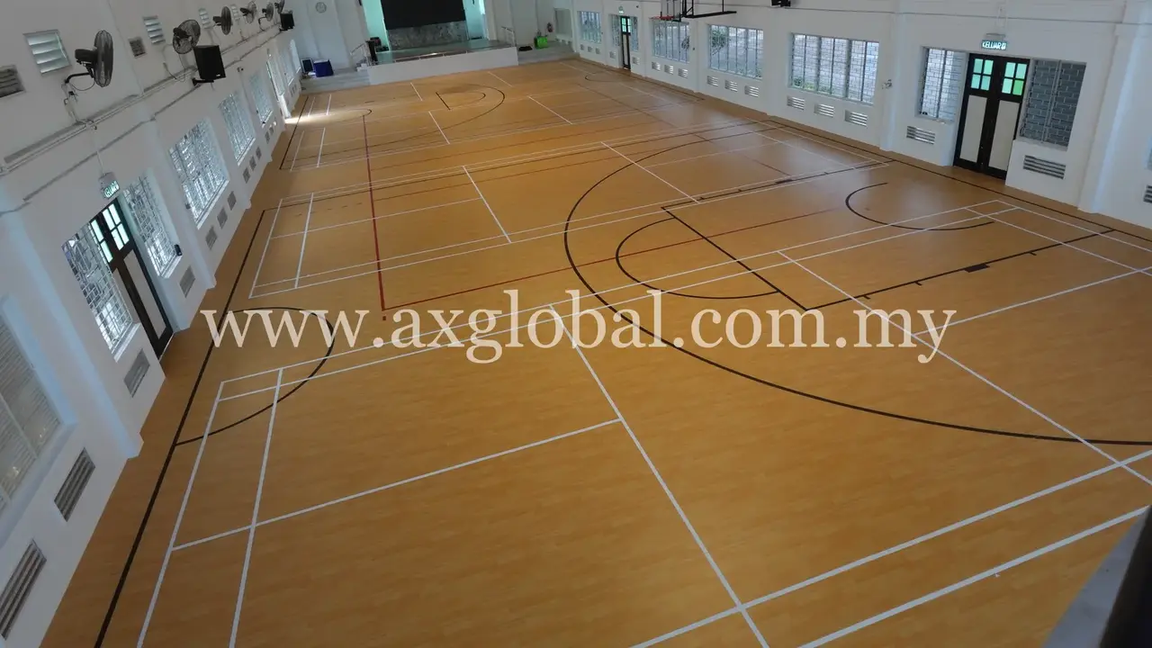 Wood-look multipurpose PVC sports floor installed in Penang